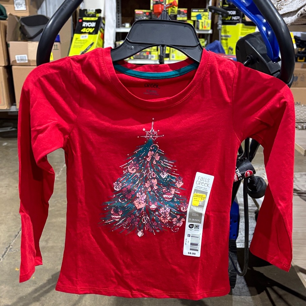 Falls Creek Kids Festive Red Long Sleeve Tee
